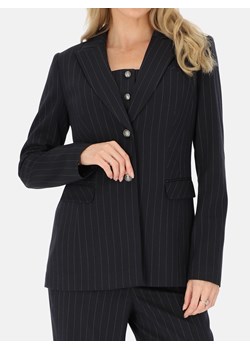 Granatowa marynarka taliowana w prążek Potis & Verso Wella ze sklepu Eye For Fashion w kategorii Marynarki damskie - zdjęcie 187594041