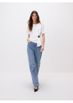 Reserved - Jeansy wide leg z aplikacjami - niebieski ze sklepu Reserved w kategorii Jeansy damskie - zdjęcie 187594313