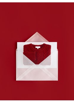 Reserved - Wełniany sweter z warkoczowym splotem - czerwony ze sklepu Reserved w kategorii Swetry męskie - zdjęcie 187594431