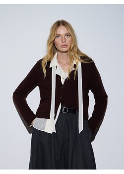 Reserved - Wełniany kardigan - ciemnobrązowy ze sklepu Reserved w kategorii Swetry damskie - zdjęcie 187594500