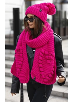 komplet 2- częściowy montana czapka + szalik z motywem serca polski producent j&k premium - fuksja ze sklepu STYLOWO w kategorii Komplety czapka i szalik damskie - zdjęcie 187595384