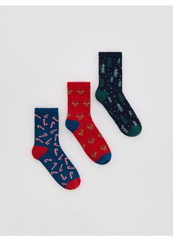 Reserved - Świąteczne skarpetki 3 pack - niebieski ze sklepu Reserved w kategorii Skarpetki dziecięce - zdjęcie 187595400