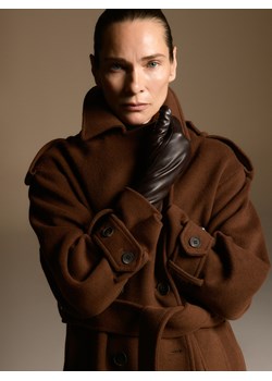 Reserved - Długie skórzane rękawiczki - ciemnobrązowy ze sklepu Reserved w kategorii Rękawiczki damskie - zdjęcie 187595643