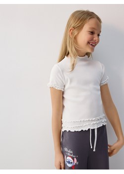 Reserved - Prążkowany t-shirt - złamana biel ze sklepu Reserved w kategorii Bluzki dziewczęce - zdjęcie 187595723