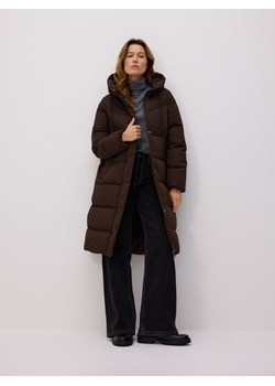 Reserved - Długa kurtka z kapturem - ciemnobrązowy ze sklepu Reserved w kategorii Kurtki damskie - zdjęcie 187595952