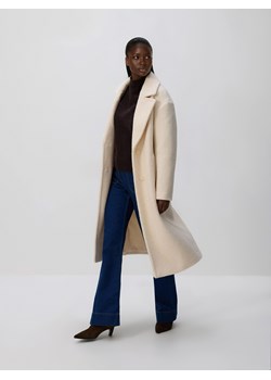 Reserved - Płaszcz z tkaniny boucle - kremowy ze sklepu Reserved w kategorii Płaszcze damskie - zdjęcie 187596024