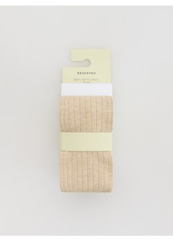 Reserved - Bawełniane rajstopy 2 pack - złamana biel ze sklepu Reserved w kategorii Rajstopy dziecięce - zdjęcie 187596154