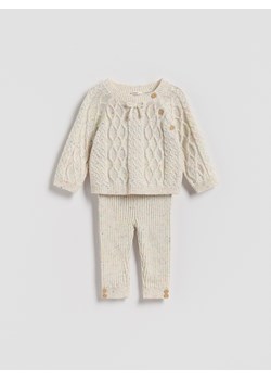 Reserved - Dzianinowy komplet z wiskozą - złamana biel ze sklepu Reserved w kategorii Odzież dla niemowląt - zdjęcie 187596212