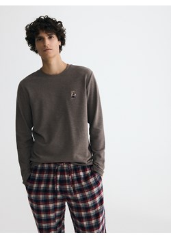 Reserved - Dwuczęściowa piżama z haftem - beżowy ze sklepu Reserved w kategorii Piżamy męskie - zdjęcie 187596222