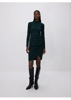 Reserved - Błyszcząca sukienka z drapowaniem - morski ze sklepu Reserved w kategorii Sukienki - zdjęcie 187596244