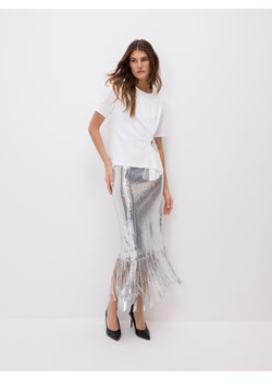 Reserved - Cekinowa spódnica z frędzlami - srebrny ze sklepu Reserved w kategorii Spódnice - zdjęcie 187596332