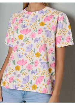 Sinsay - Bawełniana koszulka z nadrukiem - wielobarwny ze sklepu Sinsay w kategorii Bluzki damskie - zdjęcie 187597494