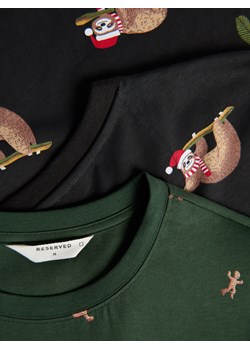 Reserved - T-shirt regular ze świątecznym motywem - czarny ze sklepu Reserved w kategorii T-shirty męskie - zdjęcie 187599674