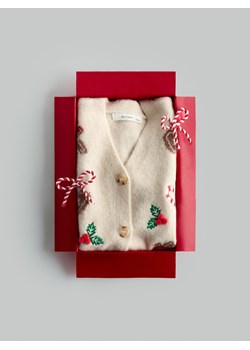 Reserved - Świąteczny kardigan - kremowy ze sklepu Reserved w kategorii Swetry dziewczęce - zdjęcie 187599801