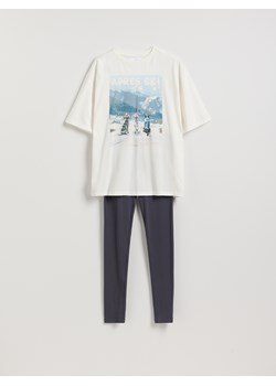 Reserved - Dwuczęściowa piżama z nadrukiem - granatowy ze sklepu Reserved w kategorii Piżamy damskie - zdjęcie 187599923