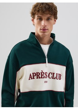 Reserved - Bawełniana bluza ze stójką - ciemnozielony ze sklepu Reserved w kategorii Bluzy męskie - zdjęcie 187599974