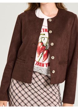 Sinsay - Elegancka kurtka z imitacji zamszu i ozdobnymi guzikami - brązowy ze sklepu Sinsay w kategorii Kurtki damskie - zdjęcie 187600844