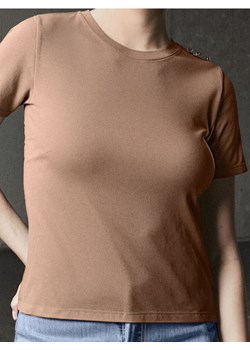 Sinsay - Koszulka z krótkim rękawem - brązowy ze sklepu Sinsay w kategorii Bluzki damskie - zdjęcie 187600891