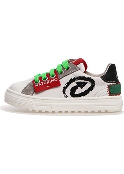 Naturino Skórzane sneakersy "Hess" w kolorze białym ze wzorem ze sklepu Limango Polska w kategorii Buty sportowe dziecięce - zdjęcie 187601222