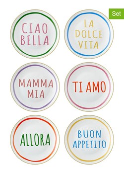 Violeta Home Talerzyki deserowe (6 szt.) w kolorze białym ze wzorem - Ø 20 cm ze sklepu Limango Polska w kategorii Naczynia - zdjęcie 187601551