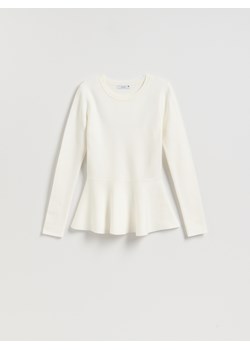 Reserved - Sweter z baskinką - kremowy ze sklepu Reserved w kategorii Bluzki damskie - zdjęcie 187602963