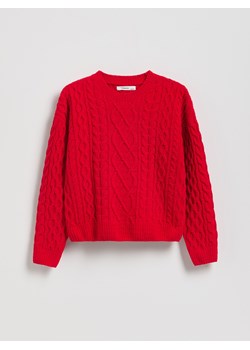 Reserved - Strukturalny sweter - czerwony ze sklepu Reserved w kategorii Swetry dziewczęce - zdjęcie 187603091