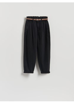 Reserved - Jeansy paperbag z paskiem - czarny ze sklepu Reserved w kategorii Jeansy damskie - zdjęcie 187604510