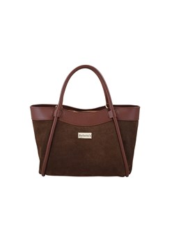 Elegancka torebka ze skóry zamszowej - Brązowa ze sklepu butyolivier w kategorii Kuferki - zdjęcie 187604892