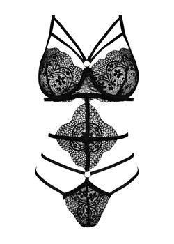 Czarne koronkowe body damskie Elaris, Kolor czarny, Rozmiar S/M, Beauty Night ze sklepu Intymna w kategorii Body damskie - zdjęcie 187605734