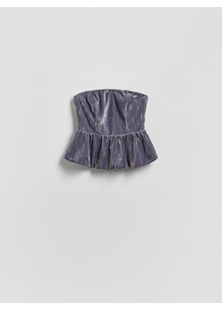 Reserved - Welurowa bluzka - ciemnoszary ze sklepu Reserved w kategorii Bluzki damskie - zdjęcie 187606993