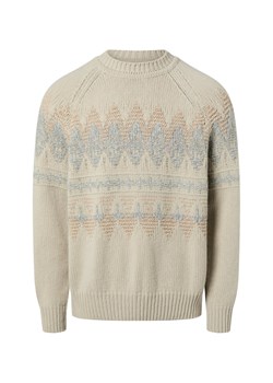 BOSS Orange Męski sweter z dzianiny z zawartością wełny - Karombo Mężczyźni beżowy wzorzysty ze sklepu vangraaf w kategorii Swetry męskie - zdjęcie 187607000