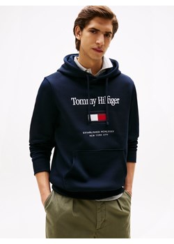 Tommy Hilfiger Męski sweter z kapturem Mężczyźni granatowy jednolity ze sklepu vangraaf w kategorii Bluzy męskie - zdjęcie 187607030