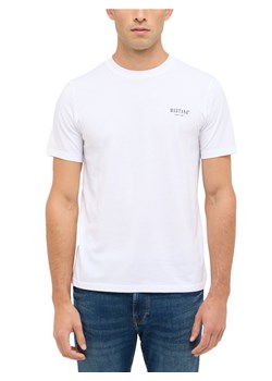 Mustang Koszulka męska - Austin Mężczyźni Bawełna biały jednolity ze sklepu vangraaf w kategorii T-shirty męskie - zdjęcie 187607040