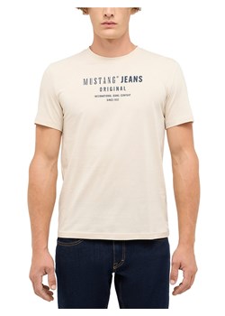 Mustang Koszulka męska - Austin Mężczyźni Bawełna beżowy jednolity ze sklepu vangraaf w kategorii T-shirty męskie - zdjęcie 187607043