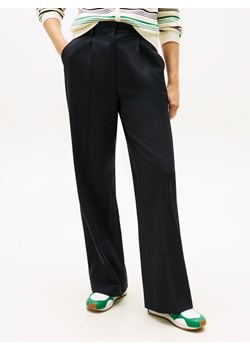 Tommy Hilfiger Damskie spodnie plisowane z zawartością wełny - Timeless Kobiety granatowy jednolity ze sklepu vangraaf w kategorii Spodnie damskie - zdjęcie 187607044