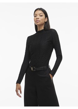 Vila Damska koszulka z długim rękawem - VISagara Kobiety czarny wypukły wzór tkaniny ze sklepu vangraaf w kategorii Bluzki damskie - zdjęcie 187607073