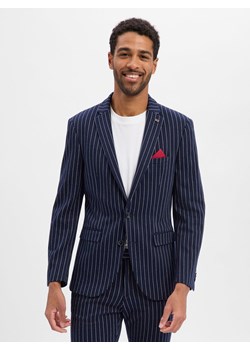 Finshley & Harding London Męska kurtka modułowa - Brixdon Mężczyźni Slim Fit Sztuczne włókno granatowy w paski ze sklepu vangraaf w kategorii Marynarki męskie - zdjęcie 187607091