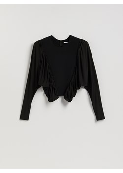 Reserved - Bluzka z poduszkami na ramionach - czarny ze sklepu Reserved w kategorii Bluzki damskie - zdjęcie 187607533