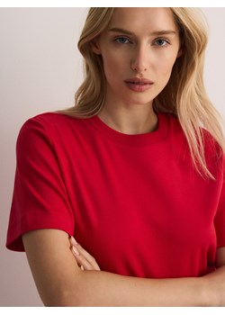 Reserved - T-shirt z bawełny merceryzowanej - czerwony ze sklepu Reserved w kategorii Bluzki damskie - zdjęcie 187607643