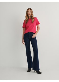 Reserved - T-shirt z bawełny merceryzowanej - fuksja ze sklepu Reserved w kategorii Bluzki damskie - zdjęcie 187607651
