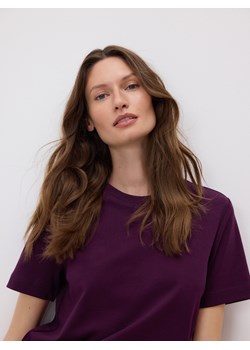 Reserved - T-shirt z bawełny merceryzowanej - fioletowy ze sklepu Reserved w kategorii Bluzki damskie - zdjęcie 187607660