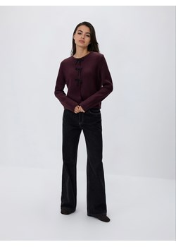 Reserved - Kardigan z kokardkami - bordowy ze sklepu Reserved w kategorii Swetry damskie - zdjęcie 187607704