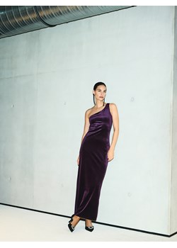 Reserved - Sukienka na jedno ramię - ciemnofioletowy ze sklepu Reserved w kategorii Sukienki - zdjęcie 187607910