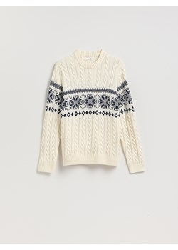 Reserved - Sweter z warkoczowym splotem - złamana biel ze sklepu Reserved w kategorii Swetry męskie - zdjęcie 187608082