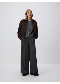 Reserved - Spodnie wide leg z kantem - ciemnoszary ze sklepu Reserved w kategorii Spodnie damskie - zdjęcie 187608123