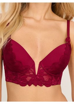 Sinsay - Biustonosz push-up z koronką - bordowy ze sklepu Sinsay w kategorii Biustonosze - zdjęcie 187609951