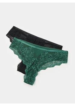 Sinsay - Brazyliany z elastycznej koronki i siateczki 2 pack - zielony ze sklepu Sinsay w kategorii Majtki damskie - zdjęcie 187609962