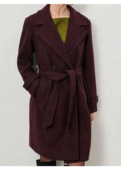 Sinsay - Płaszcz z paskiem - bordowy ze sklepu Sinsay w kategorii Płaszcze damskie - zdjęcie 187610051