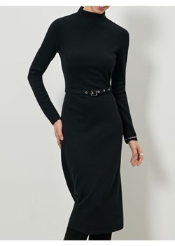 Sinsay - Sukienka midi z bawełną i ozdobnym paskiem - czarny ze sklepu Sinsay w kategorii Sukienki - zdjęcie 187610070