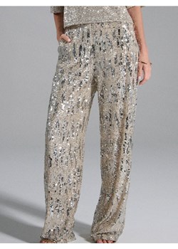 Sinsay - Cekinowe spodnie wide leg - srebrny ze sklepu Sinsay w kategorii Spodnie damskie - zdjęcie 187610072